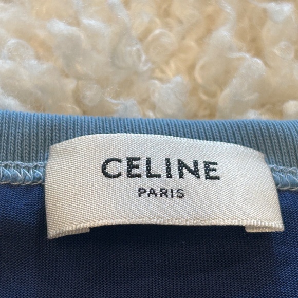 CELINE  California 70'S Cotton T-Shirt BLUE medium M - Picture 3 of 9